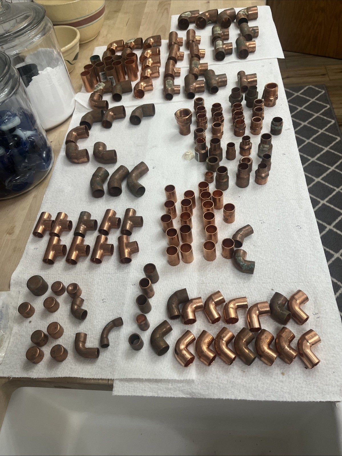 Lot (144) 3/8 1/2 3/4 & 1" Sweat Copper Unions Couplers Ect NOS