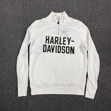 Vintage Harley Davidson Embroidered Letter 1/4 Zip Sweatshirt Women  s Size Small