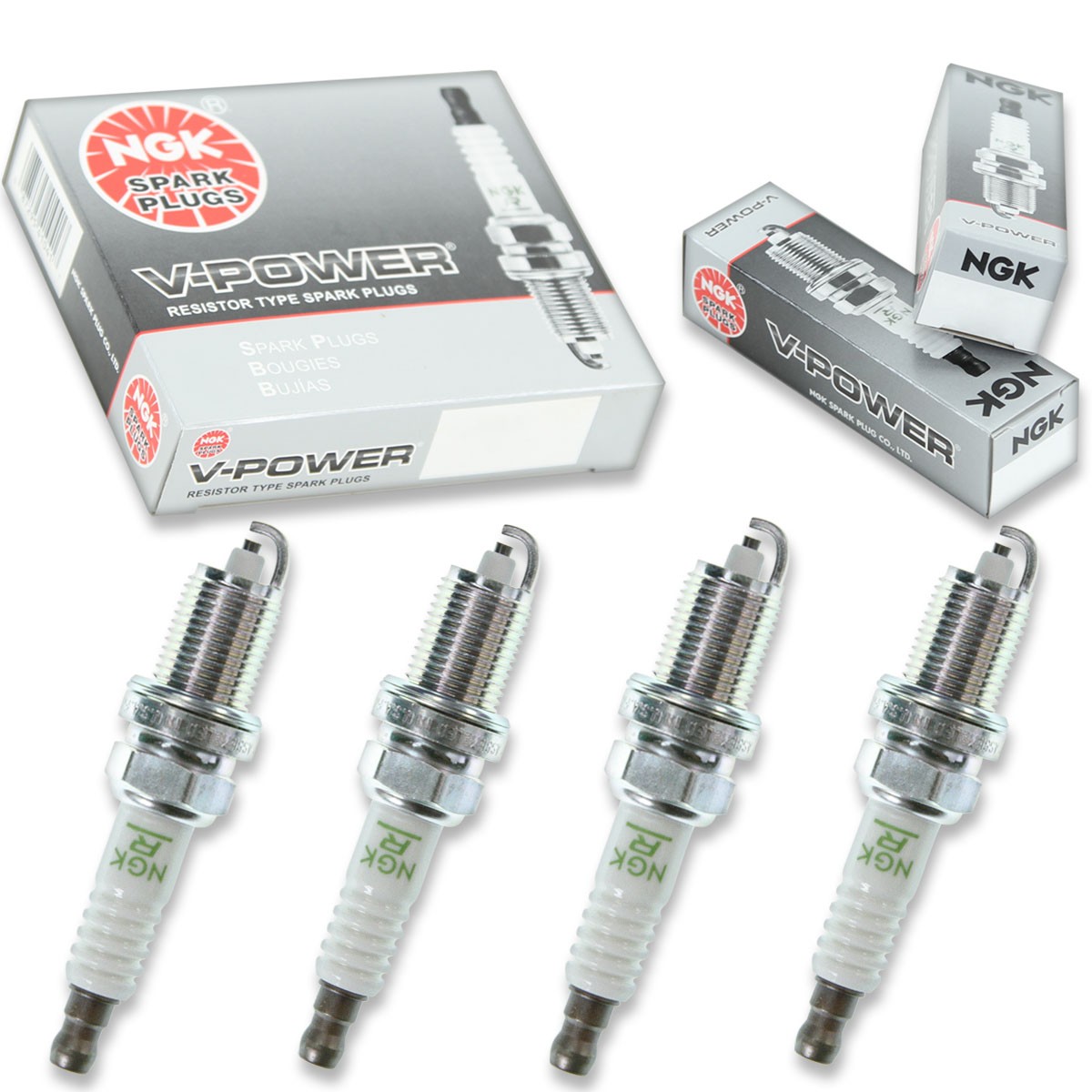 4 pcs NGK V-Power Spark Plugs for 1990-1993 Mazda B2600 2.6L L4 - Engine Kit nv