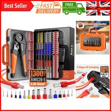 Professional Crimping Tool Set 0.08-16mm² | 1300 Connectors & Double Terminal...