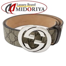Gucci Belt 411924 Interlocking Gg Supreme Canvas Brown Ladies /181930