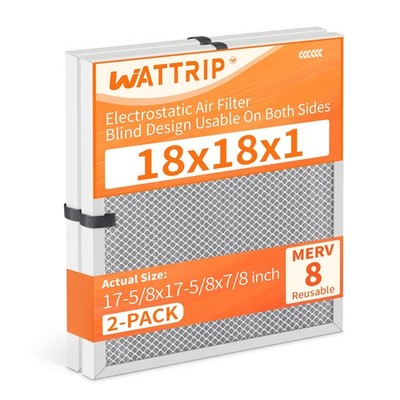 2-Pack 18x18x1 MERV 8 Reusable & Washable Electrostatic Air Filters - Long-La...
