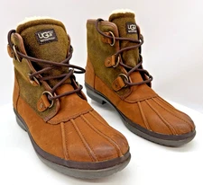 UGG Cecile Brown Waterproof Leather Ankle Duck Boots 1007999 Women's 8 NEW
