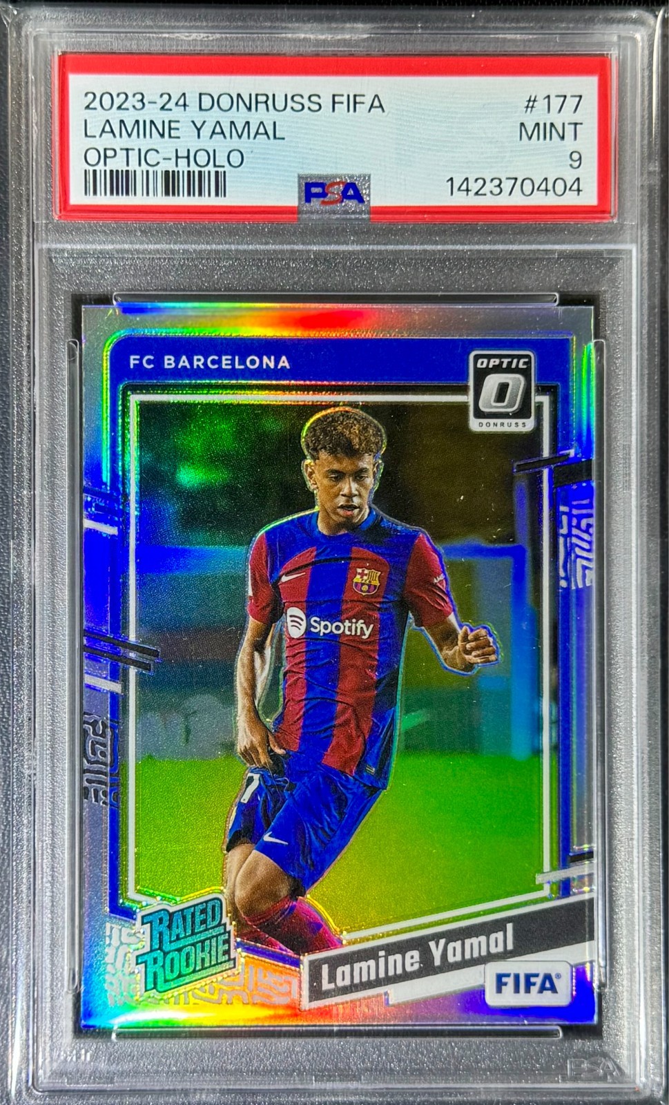 2023-24 Optic FIFA Rated Rookie HOLO LAMINE YAMAL - FC BARCELONA #177 PSA 9