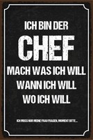 Blechschild 30X20 Cm Ich Bin Der Chef Schwarzes Deko Geschenk Schild
