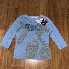 NWT Mary-Kate and Ashley blue Y2K top with gold accents