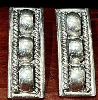Signed LA Willie Navajo Sterling Silver Curved Ribbed Bar Post Earrings 9.8g