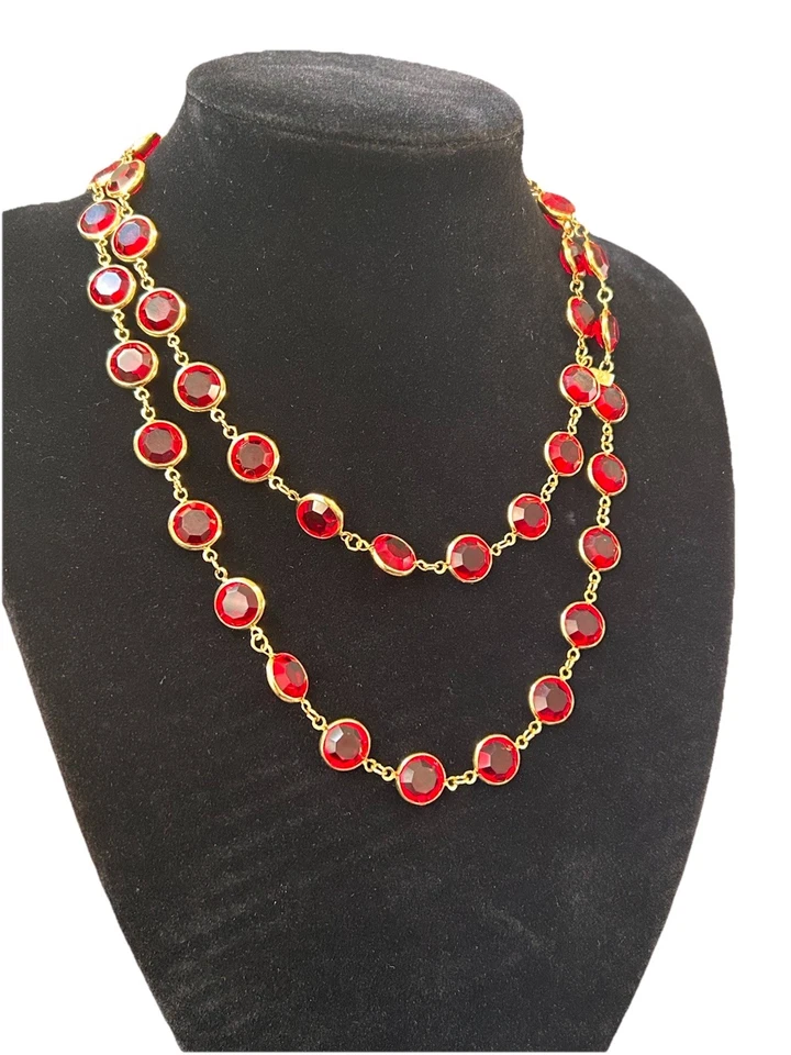 🌟RARO Collar Riviera Rojo Cristal Swarovski ENDLESS 47-Firmado Cisne🌟 Foto 3 de 4