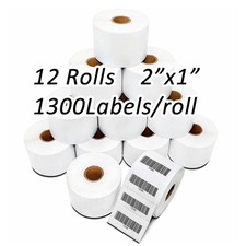 12 Rolls 2"x1" Direct Thermal Labels Barcode UPC FBA for Zebra  Rollo 1300/Roll