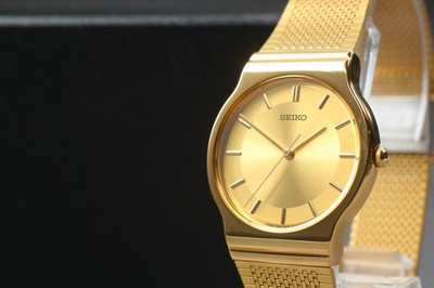Vintage 1994 N MINT Seiko 7N01-6H10 Gold Sunburst Quartz Mens