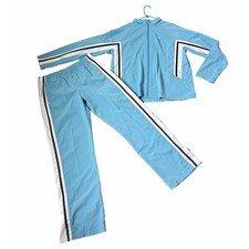 VTG Nike Women's Sky Blue w/ Black/White Side Stripes Track Suit- XL Top/L Pants