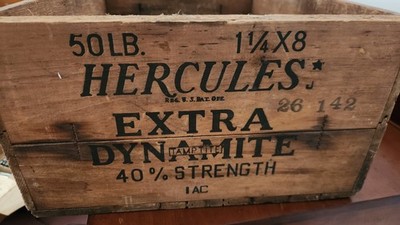 Vintage Hercules Powder Wooden Crate ICC-15A65 High Explosives Box Ammo Box 