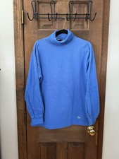 Izod Lacoste Vintage Blue Turtleneck Long Sleeve Shirt Large 100 Cotton