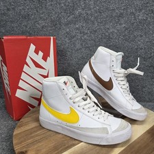 Nike Blazer Mid '77 GS Shoes Youth Size 5Y White Yellow High Top DA4086-103