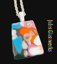 Hand Crafted  Fused Glass Pendant W/Chain #1415