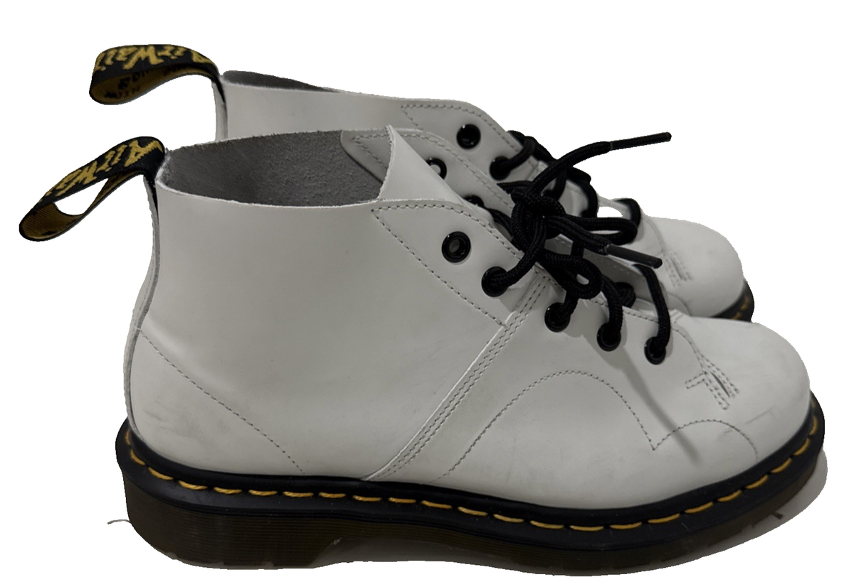 Dr Martens Church Lace Up Classic White Leather Monkey Boots Men Size 7 No Box Dr Martens Church Smooth Leather Monkey Ankle Boots UK 4 US  main image 3