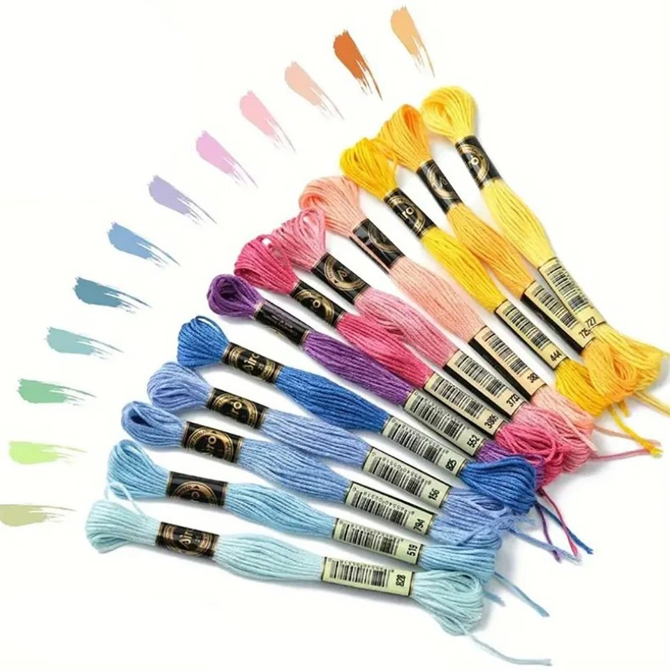 12PCS Cross Stitch Embroidery Thread Floss 8M DMC Rainbow Gradient ...