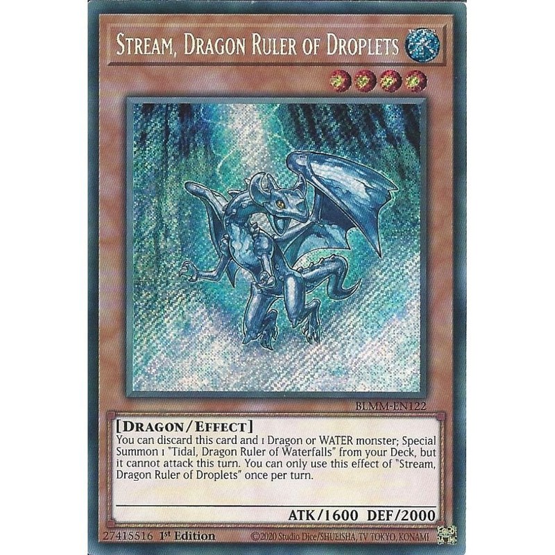 BLMM-EN122 Stream, Dragon Ruler of Droplets : Secret Rare : 1st Edition : YuGiOh