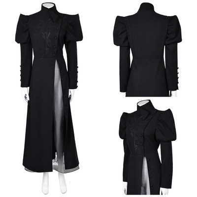 Wicked Witch Elphaba Cosplay Costume Black Puffy Sleeve Dress Outfits Halloween