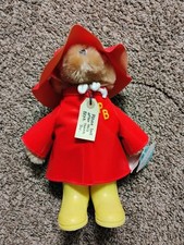Paddington Bear Plush Red Rain Coat Hat Vintage 1980s Eden Toys w/ Tags