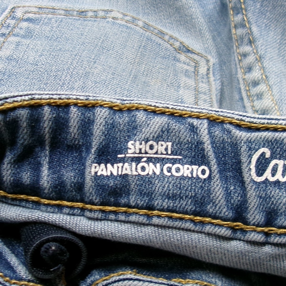 Pantaloncini Jeans Cat & Jack Bambina Taglia M (7-8 Anni) - Vita Alta Paperbag, Righe Blu, Elasticizzati