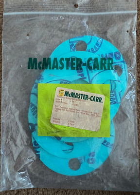 McMaster-Carr 5× 1'' Pipe Gaskets 1092N13 Aramid/Buna-N Adhesive-Back ANSI 150#