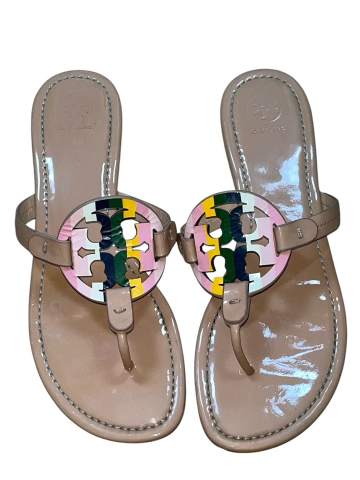 Sandalias de Tanga Planas Tory Burch Pastel Arco Iris MILLER Charol Talla 9 Foto 2 de 3