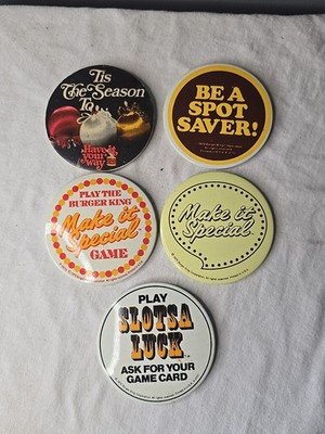 Vintage BURGER KING PIN Lot Buttons Pinbacks 1970s Advertising - RARE