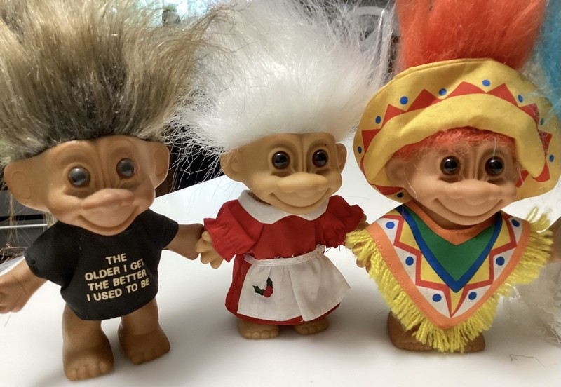 6 Troll Dolls Bride Groom, One W/shoes Russ,also Black Shirt & Red Dress Lot