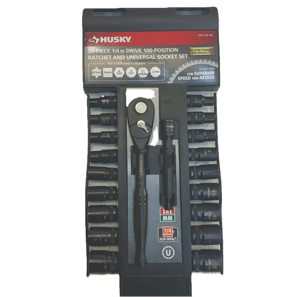 Husky 20-Piece 1/4 In Drive 100-Position Ratchet And Universal Socket Set - Image 3 of 4