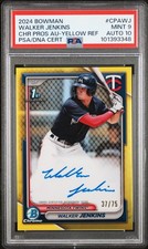 2024 BOWMAN WALKER JENKINS YELLOW CHROME 1st AUTO /75 PSA 9