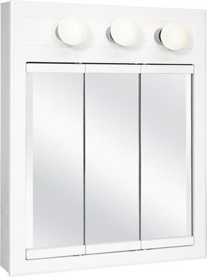 Concord Medicine Cabinet, 3 Mirrored Doors, Pre-Assembled, 2 Fixed Shelves, Wall