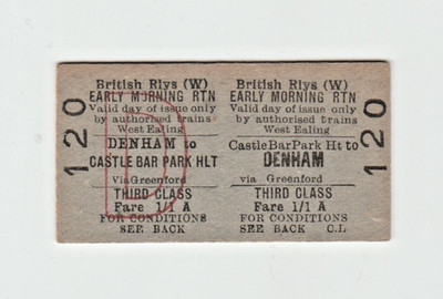 Bahnticket British Rail Denham nach Castle Bar Park Halt
