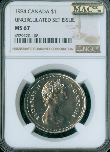 1984 CANADA DOLLAR NGC MS67 PQ MAC SPOTLESS .