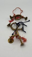 Vintage Brass Signal Horn Bugle Lot w/ Red  Blue Cords Military Style