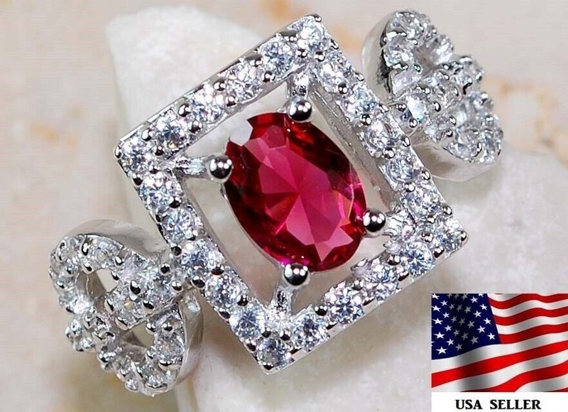 2CT Heat Treated Rubellite Tourmaline 925 Solid Sterling Silver Ring Sz 7 U2-3