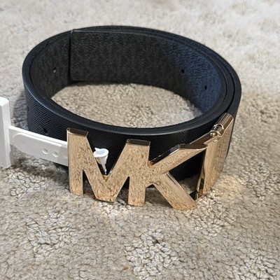 Michael Kors Black/Grey Reversible Gold Buckle Belt. Sz S  display picture 1