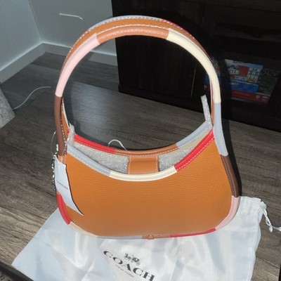 Coach Coachtopia Colorblock Small Shoulder Bag Crescent Snap Silver w/ Dust Bag