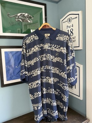 Cutter & Buck Navy White Polo Shirt XXL Men's Golf Floral Blackstone National