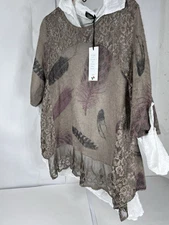 NWT Lagenlook Top Artsy Cherishh Italy Knit  Sweater 3/4 Wool  Mohair Fairycore