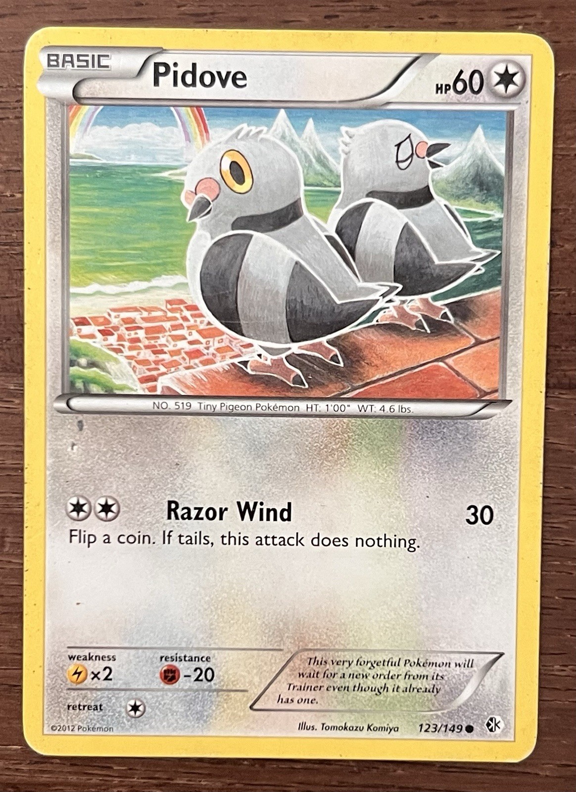 Pidove 123/149 - Pokemon Boundaries Crossed Common Card - Moderately Played