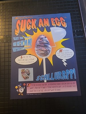 Suck An Egg Dum Dum Lolipop  Vintage 1996 Print Ad 8X11 Great To Frame 