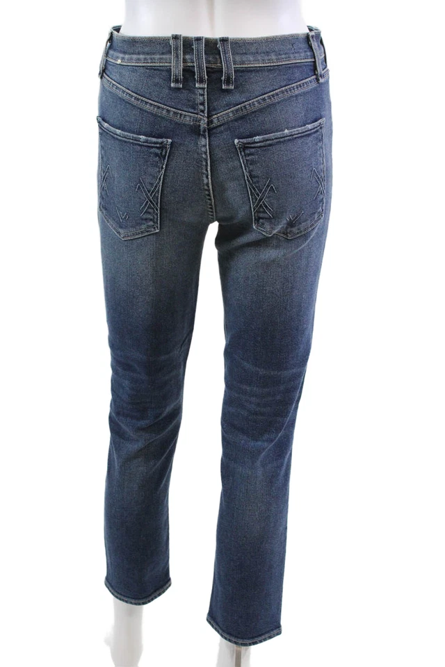 Pantalones de mezclilla rectos McGuire para mujer de algodón lavados medianos abotonados azules talla 25 EUR Foto 3 de 4