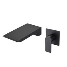 Matte Black Wall Mount Bathroom Sink Faucet Waterfall Spout