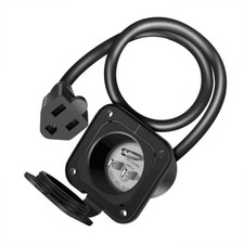 15 Amp 125V AC Power Inlet Port Plug with NEMA 5-15P To NEMA5-15R Extension Cord