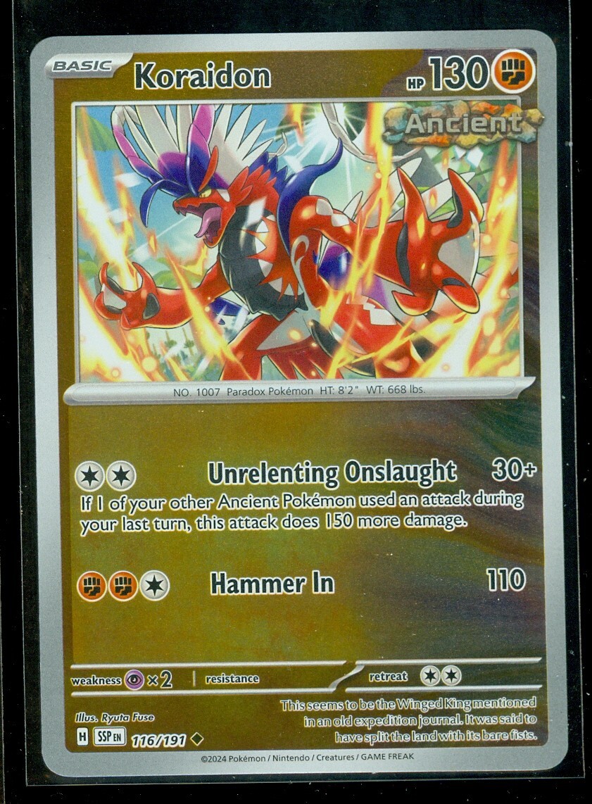 Pokemon KORAIDON 116/191 - Surging Sparks - Rev Holo - - MINT