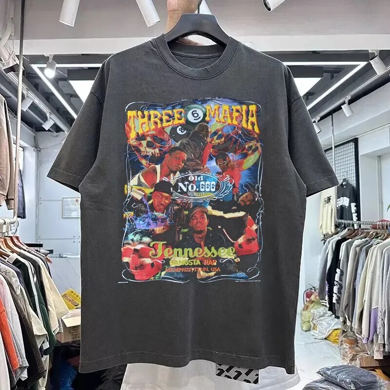 Three Six Mafia No.666 Basic Style Black Unisex T shirt Reprint
