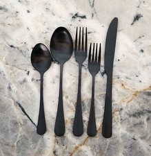 Matte Black Silverware Set 20-Piece Stainless Steel Flatware Set, Service for 4