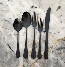 Matte Black Silverware Set 20-Piece Stainless Steel Flatware Set, Service for 4