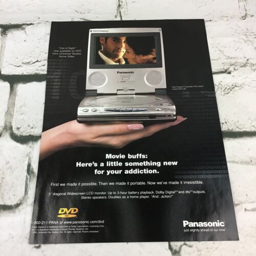 Vintage 1999 Panasonic PalmTheater Portable DVD Player Advertising Art Print Ad - Picture 1 of 3